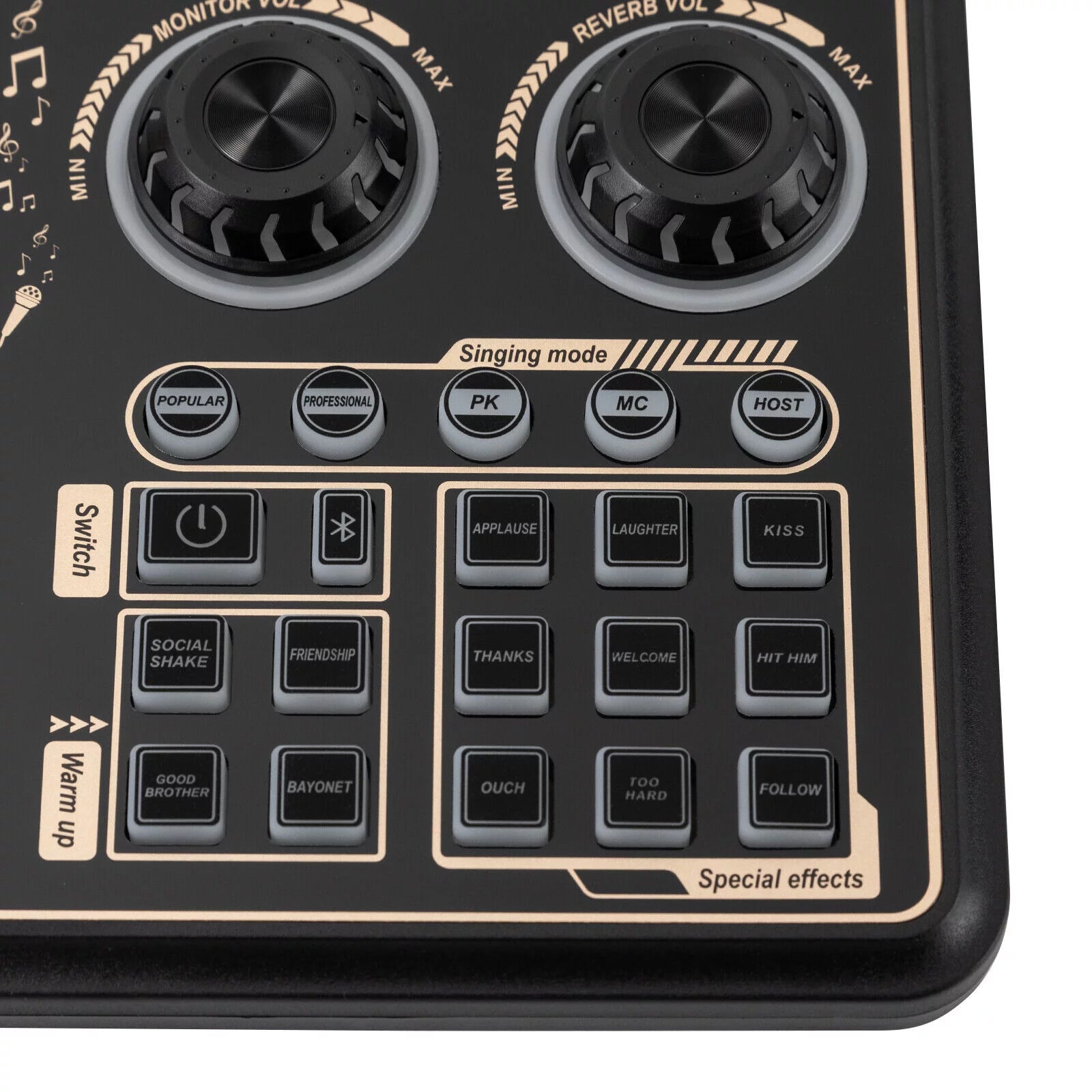 Sound Effects Board Audio Interface with Voice Changer and LED Lights F278