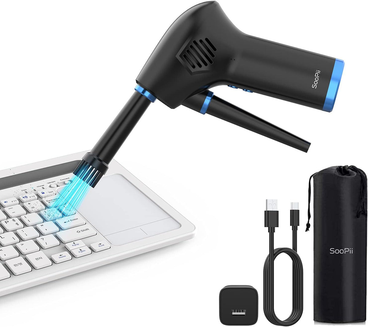 Cordless Air Duster Compressed Air Blower with Rechargeable 6000mAh Battery 40000 RPM Electric Dust Cleaner V55246