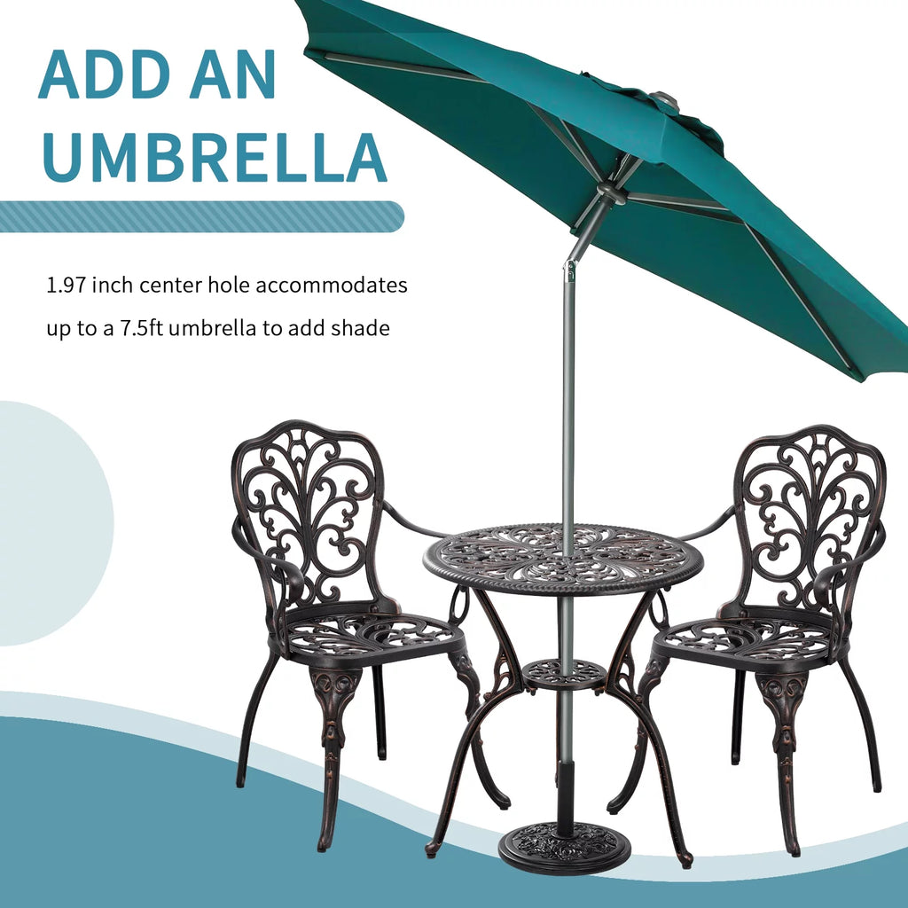 3-Piece Bistro Table and Chairs Set of 2 Outdoor Furniture, Bronze K433