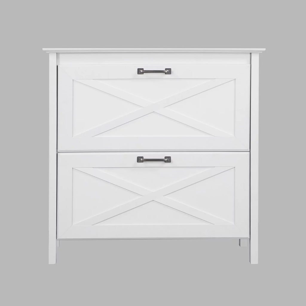 White 2-Drawer Wood File Cabinet O837