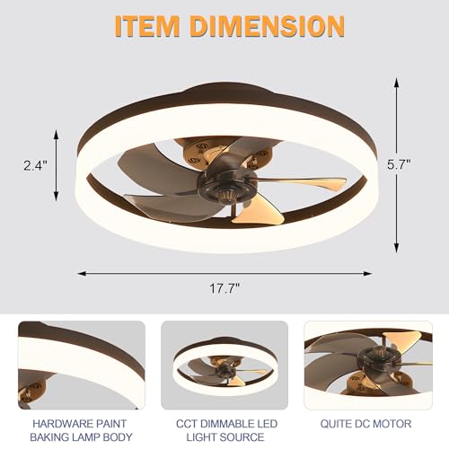 15.7" Low Profile Flush Mount Ceiling Fan with Lights and Remote G4657
