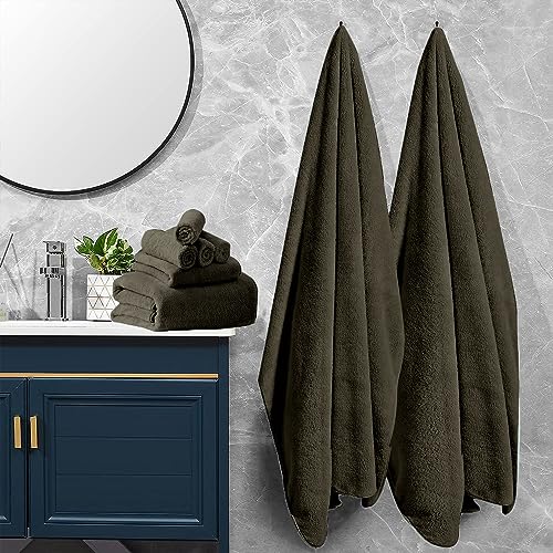 4 Pcs Oversized Black Microfiber Bath Towels 35x70 Inches Q356544