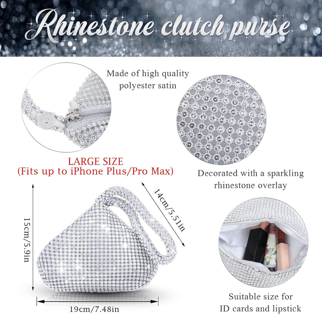 Silver Rhinestone Clutch Bag (Large) D229494