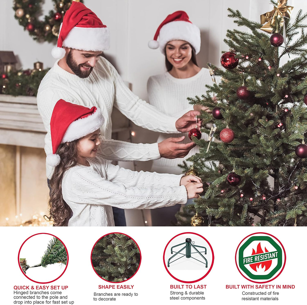 7.5 Foot Pre-Lit Artificial Christmas Tree with 700 Clear Lights U94039