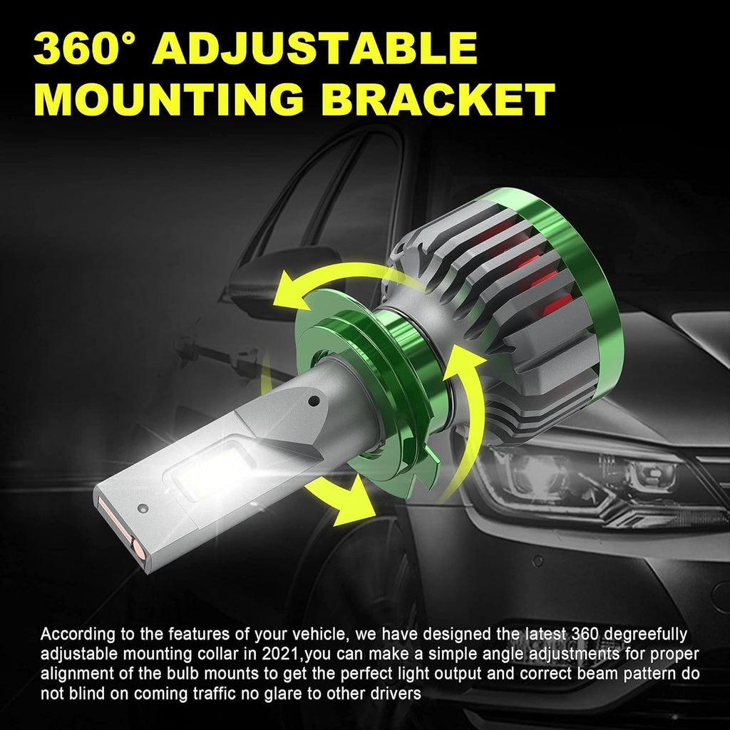 240W 28800LM H7+H7 LED Headlight Bulbs Combo Package, 6000K CSP Chips Conversion Kit, 4 Pack X744