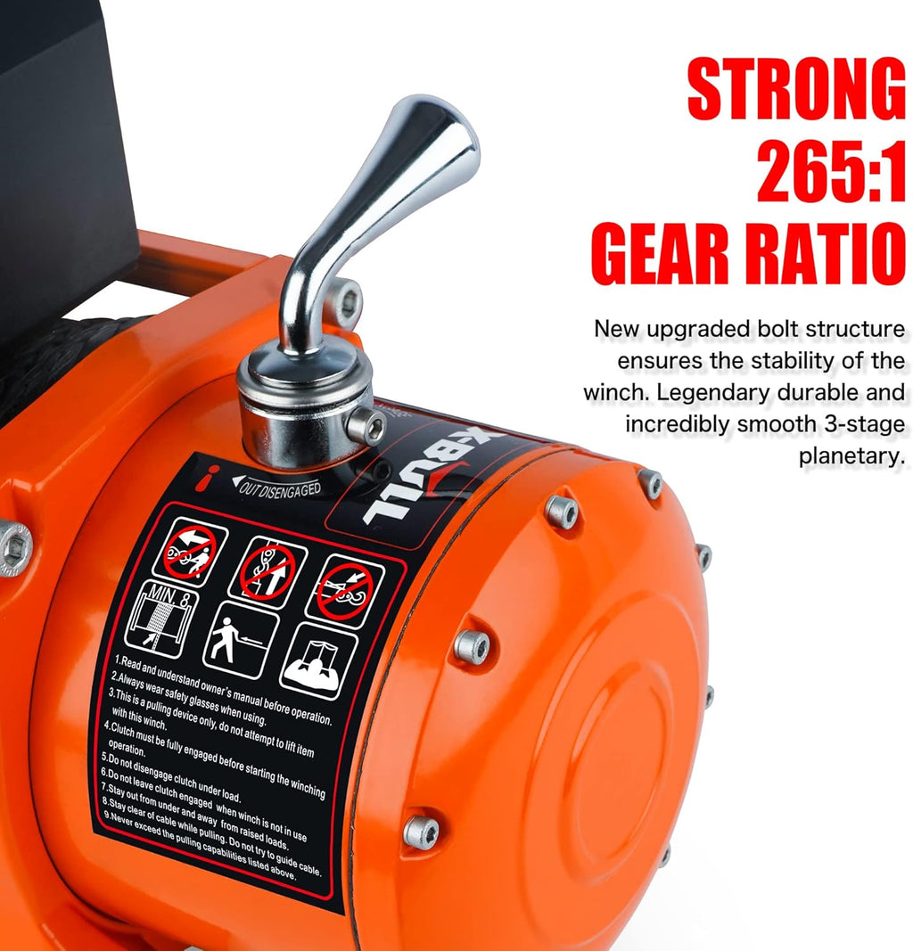 Orange 13000 lb 12V Electric Winch Kit with Wireless Remote and Hawse Fairlead I305258
