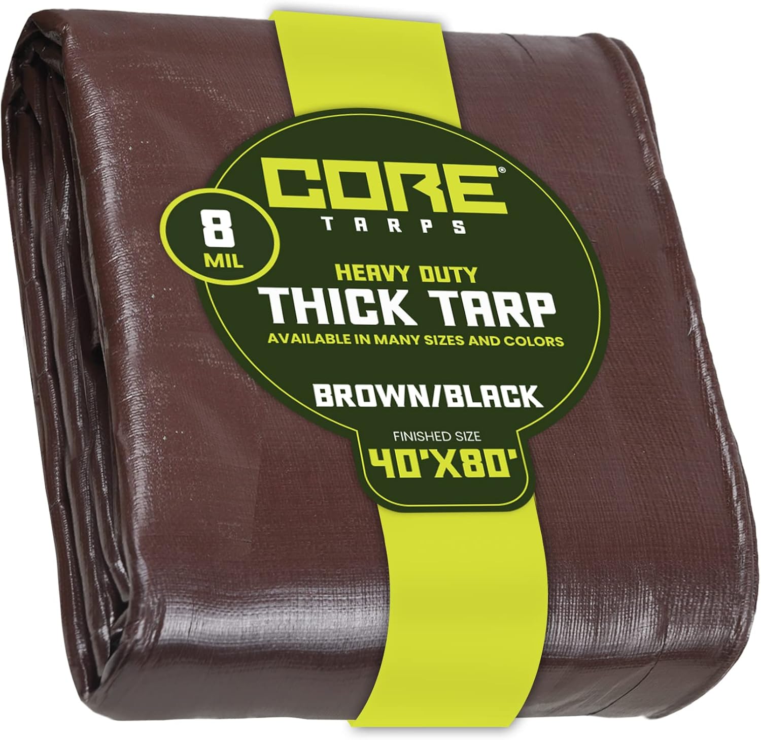 Heavy Duty 8 Mil Waterproof Poly Tarpaulin with Reinforced Edges, Brown/Black 18′ X 24′, Pack of 2 C84580