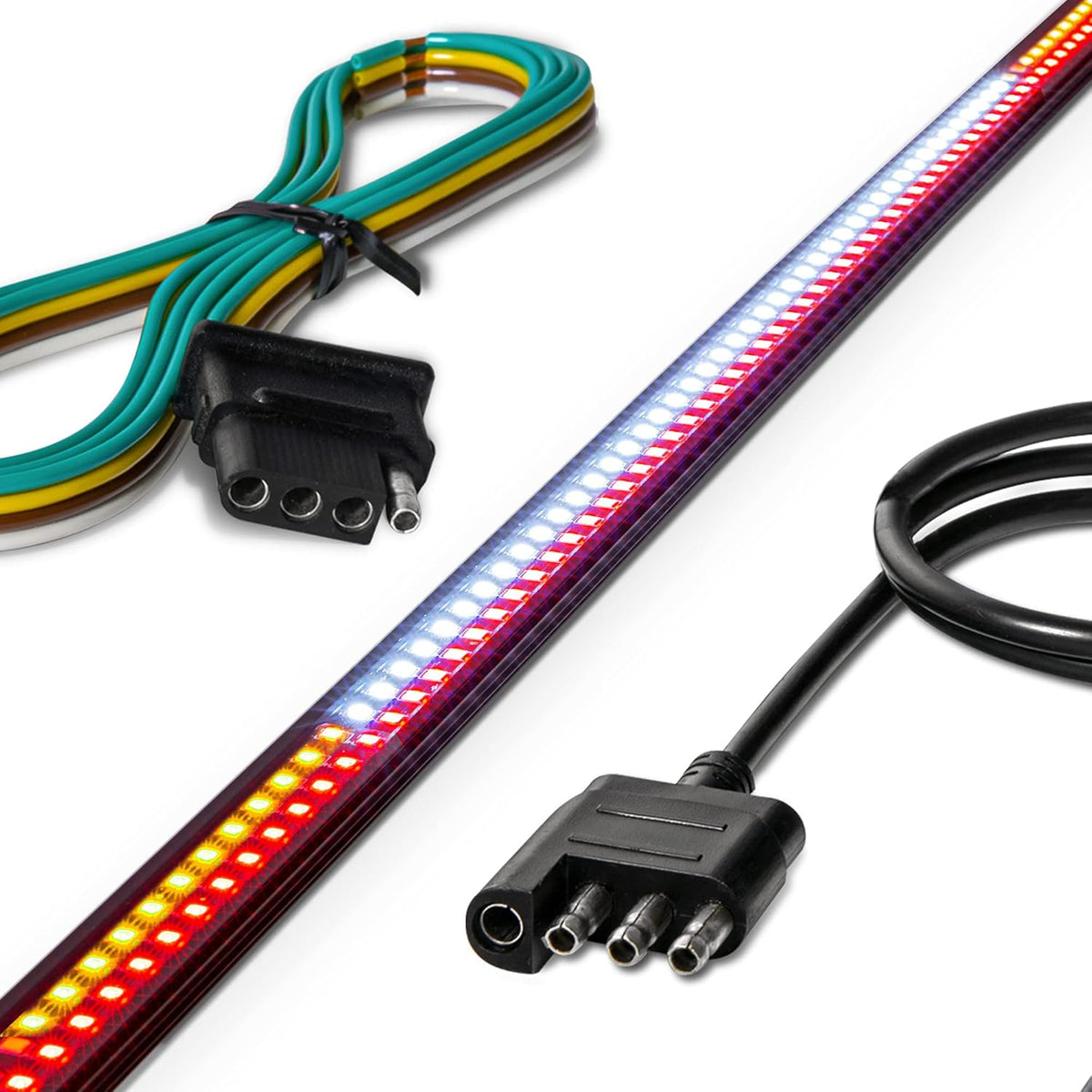49 LED Tailgate Light Bar for Trucks, Rigid Aluminium Frame, Amber Sequential Turn Signal, IP66 Waterproof, Pack of 2 U97371
