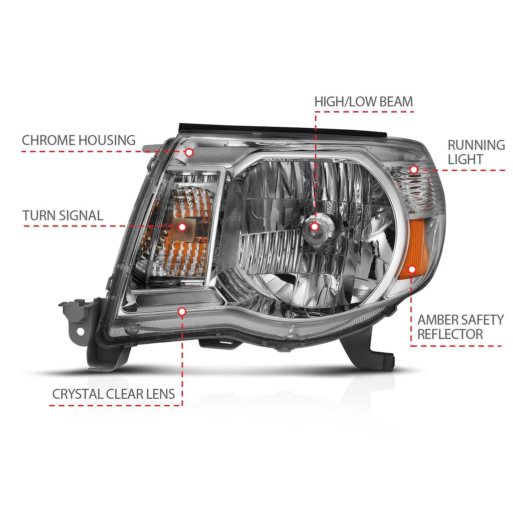 Crystal Headlight Chrome Amber W3278
