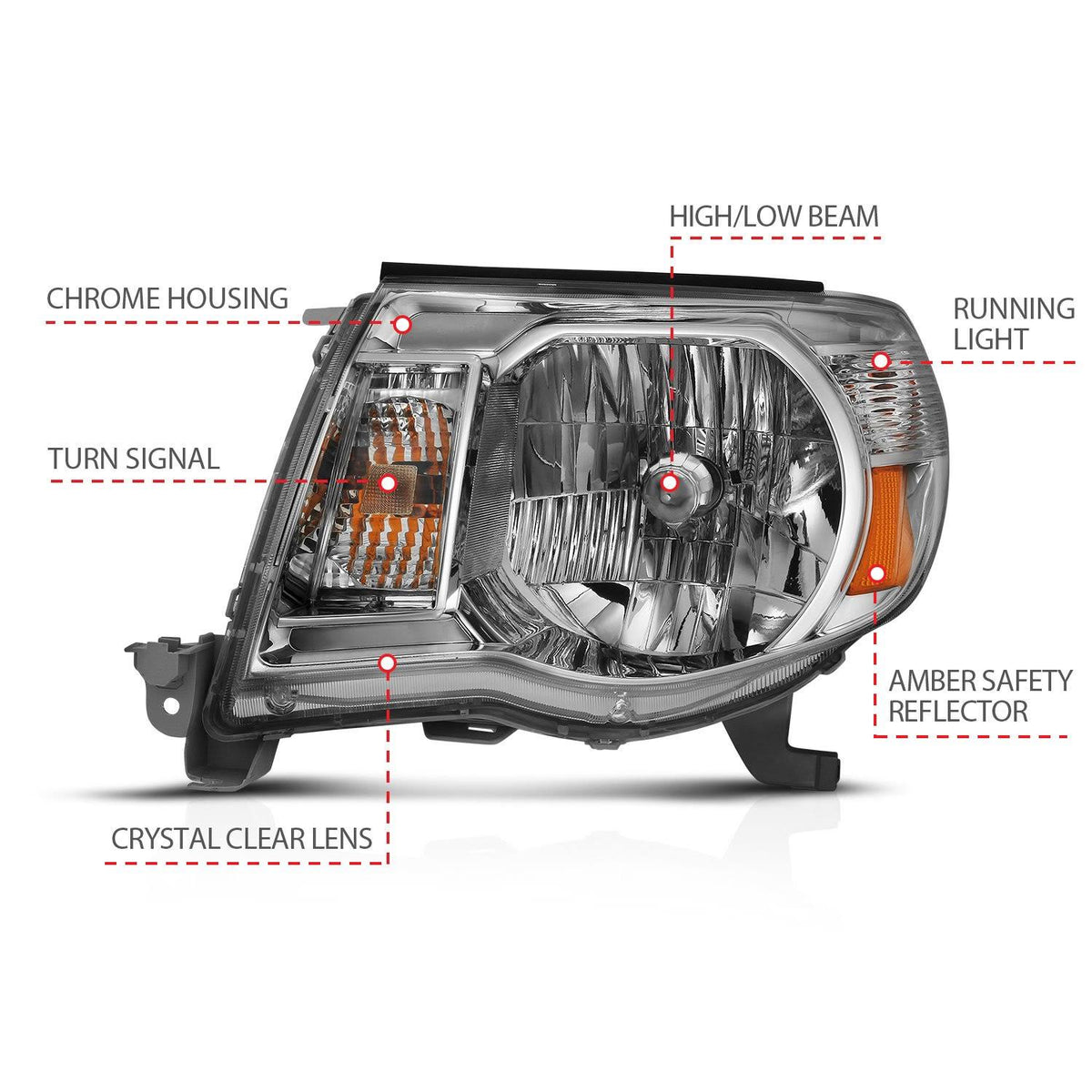Crystal Headlight Chrome Amber W3278