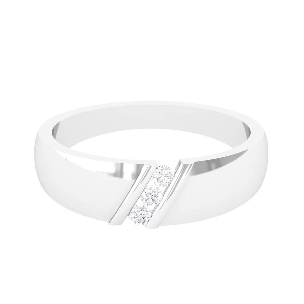18K White Gold Three Stone Diamond Band Ring A99505