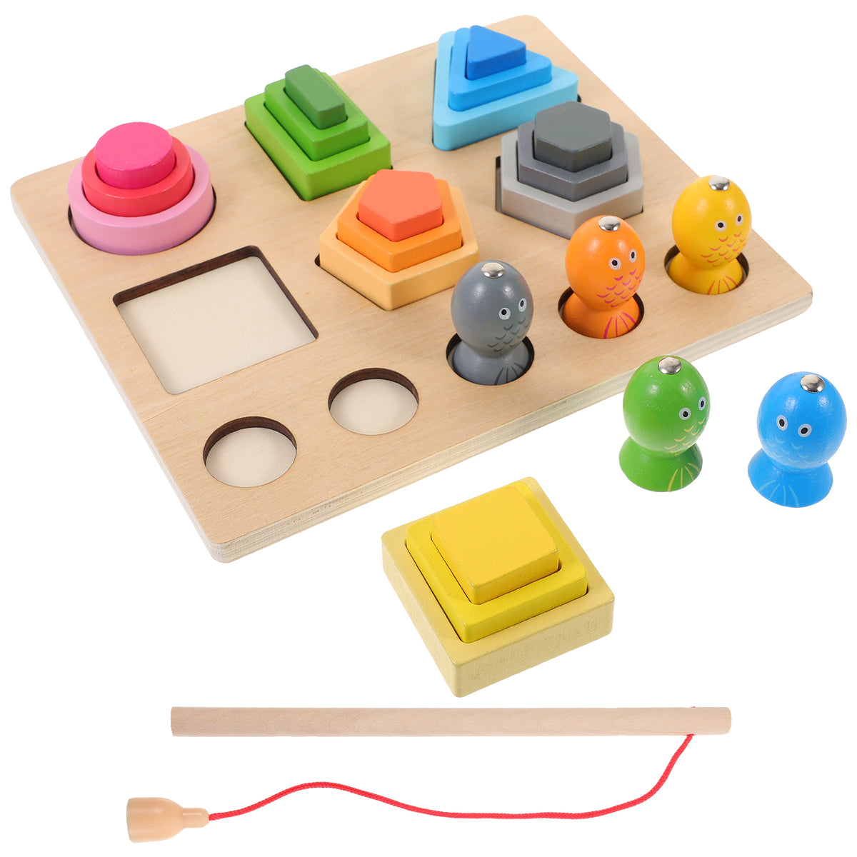 Wooden Shape Puzzle Color Sorting Block Playset L8819