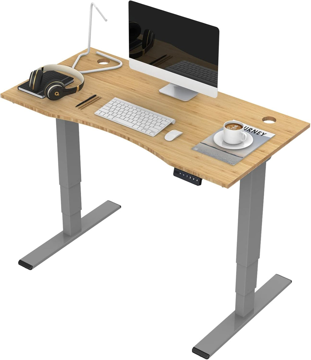 Electric Adjustable Height Standing Desk with Bamboo Top M42162