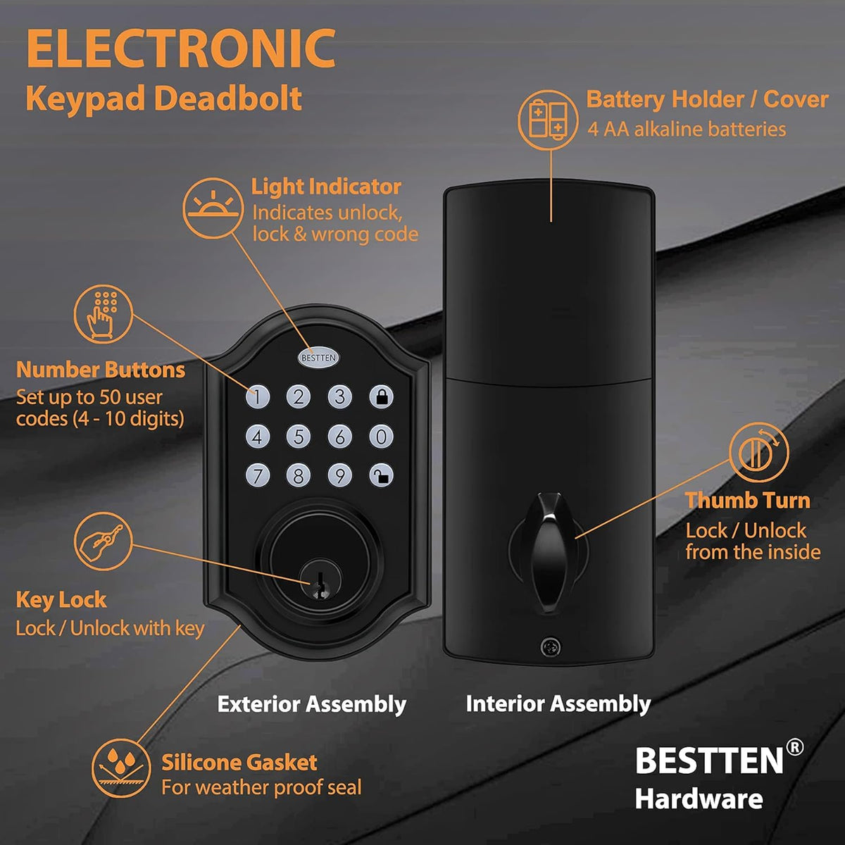 Matte Black Electronic Keypad Deadbolt Pack of 2 U12760