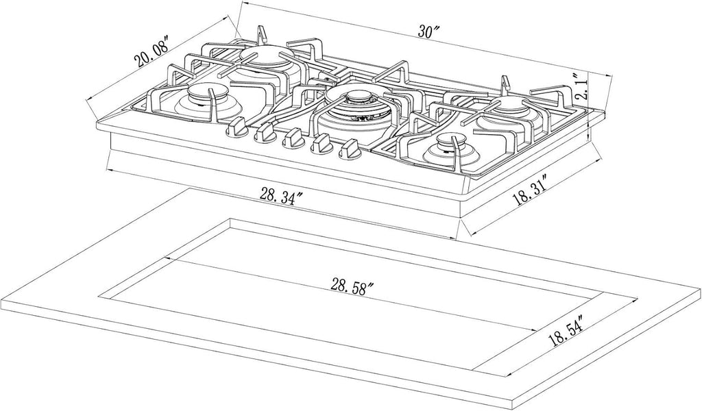 30 in. Stainless Steel Gas Cooktop with 5 Sealed Burners R985577