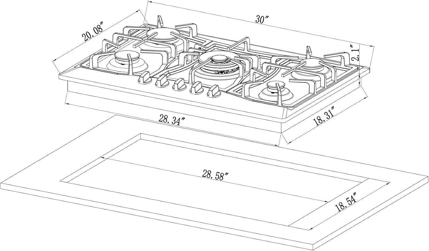 30 in. Stainless Steel Gas Cooktop with 5 Sealed Burners R985577
