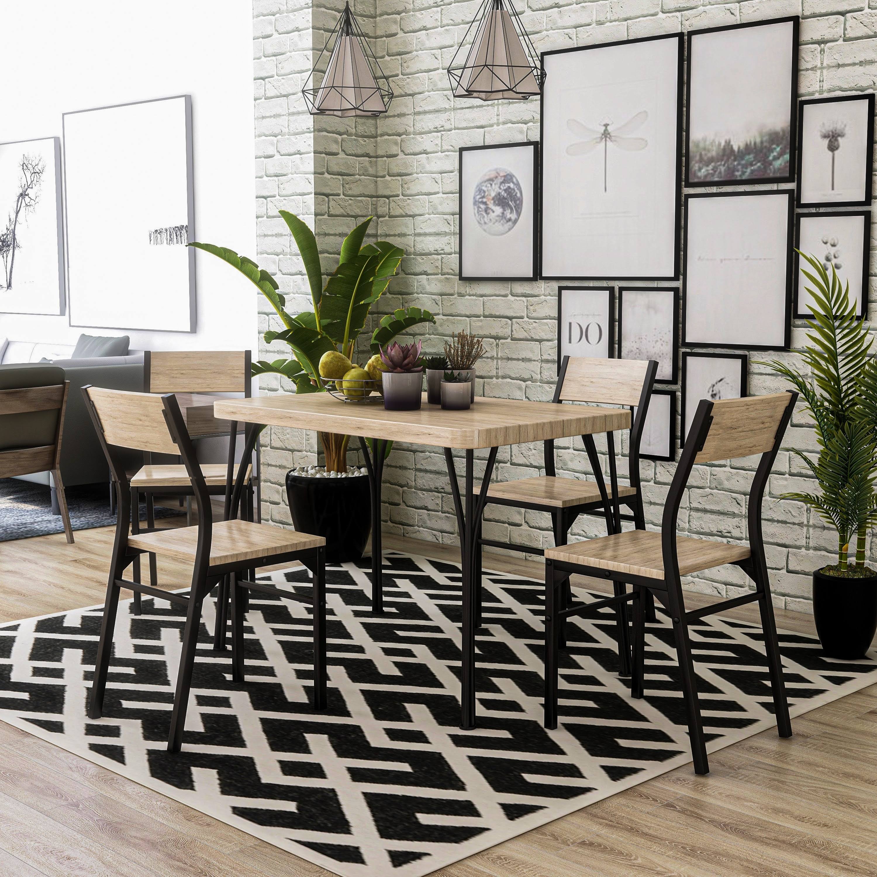 Industrial 5-Piece Dining Table Set X124056