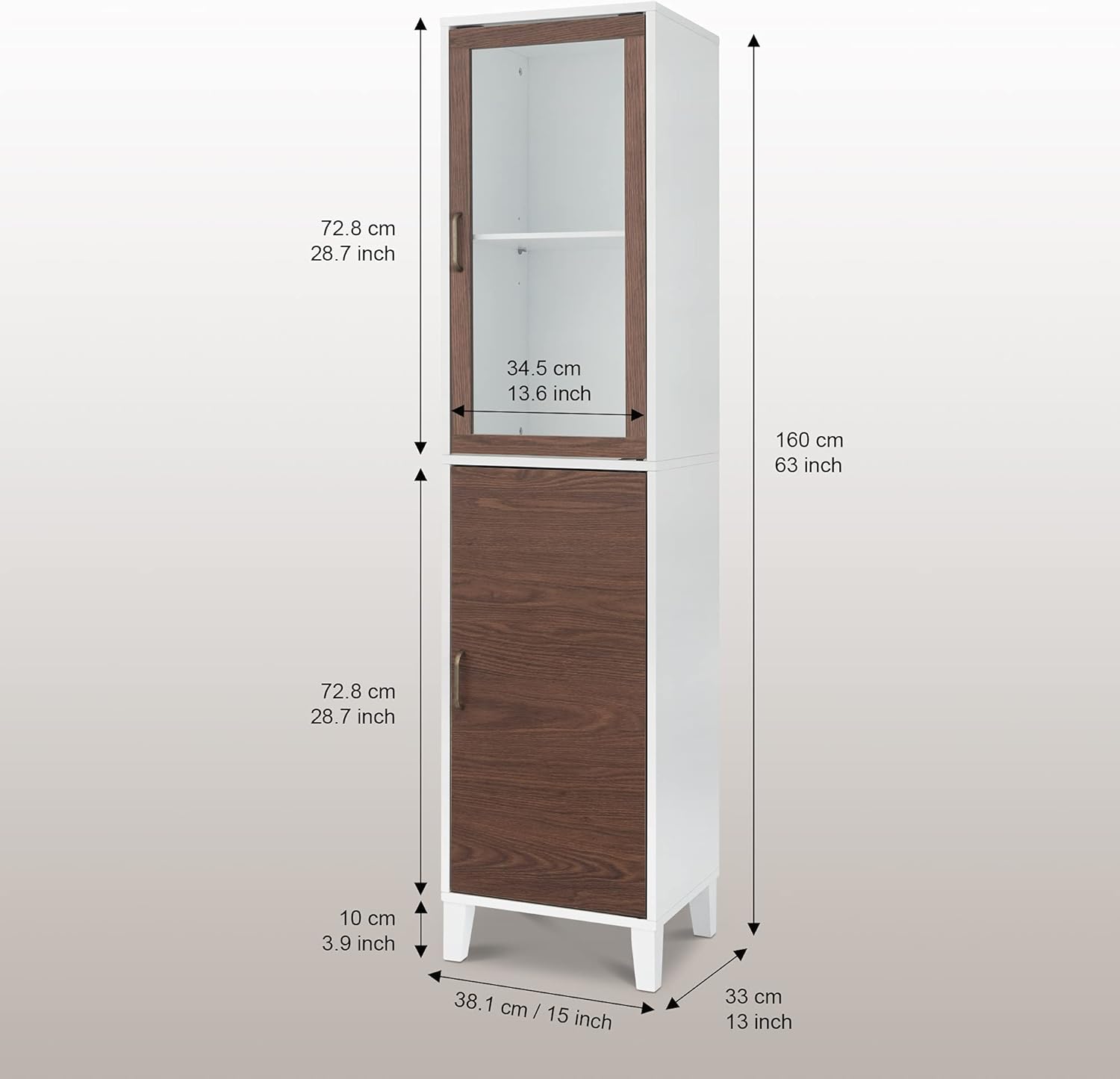 White Natural Wood Bathroom Linen Cabinet L768230