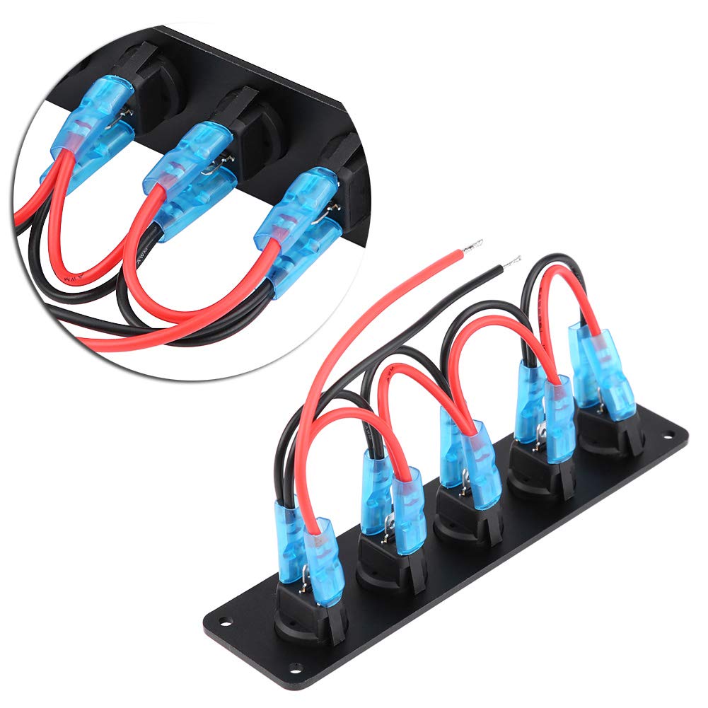 5 Gang Waterproof Rocker Switch Panel 12V-24V F92676