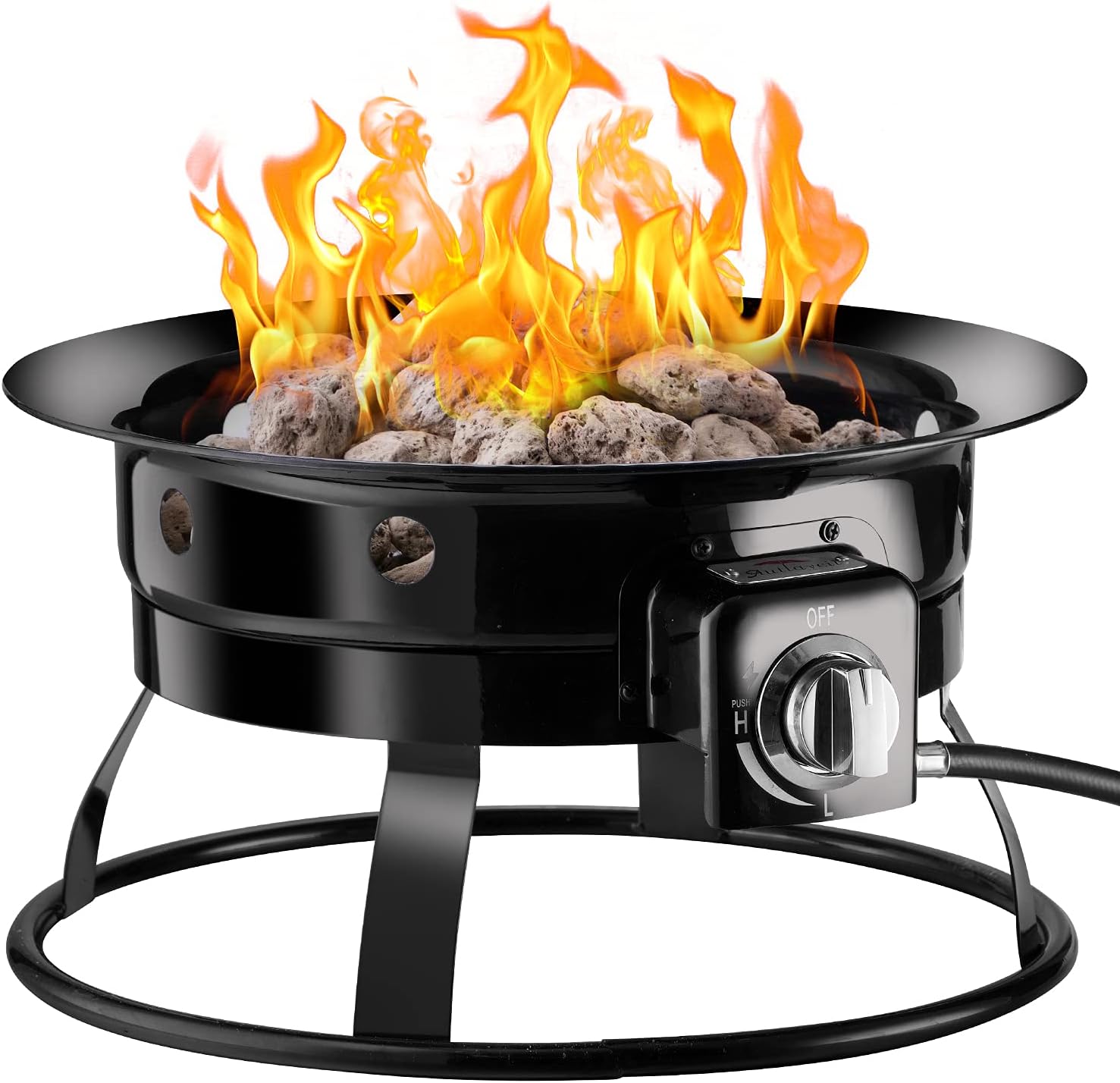 20.47-Inch Diameter Propane Gas Fire Pit with Carry Kit & Lava Rocks U523