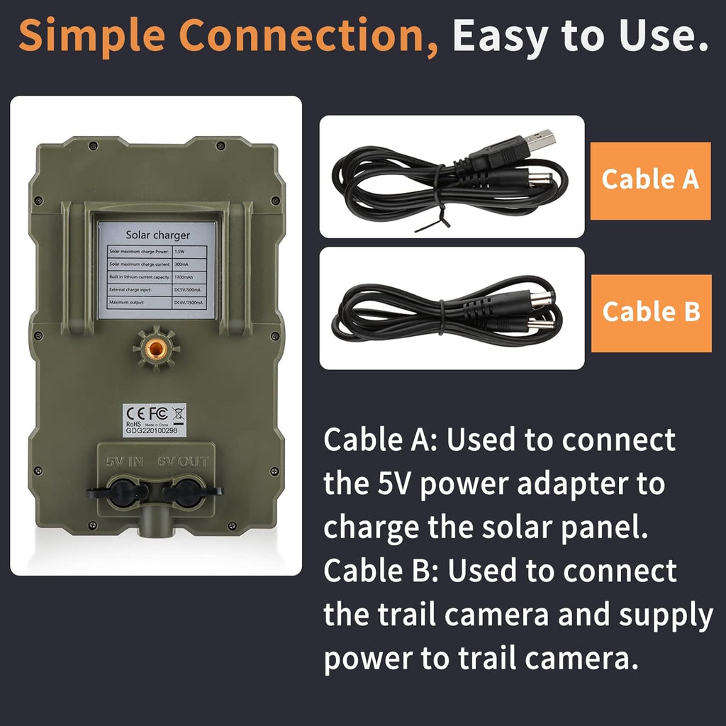 1700mAh Rechargeable Battery IP66 Waterproof Solar Charging Panel T798