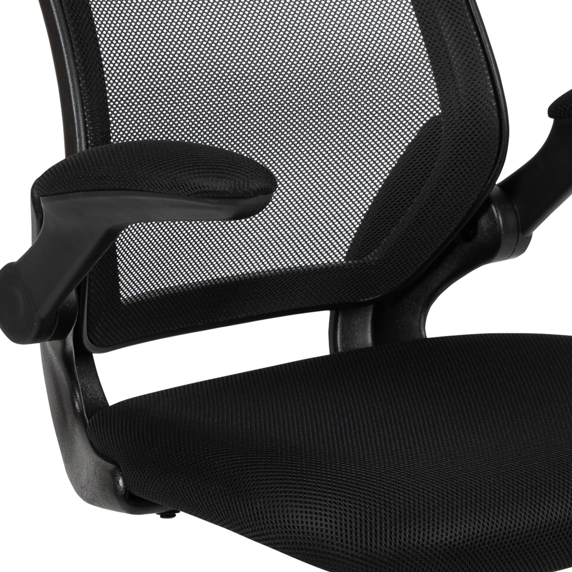 Black Mesh Sled Base Office Chair with Flip-Up Arms A1167