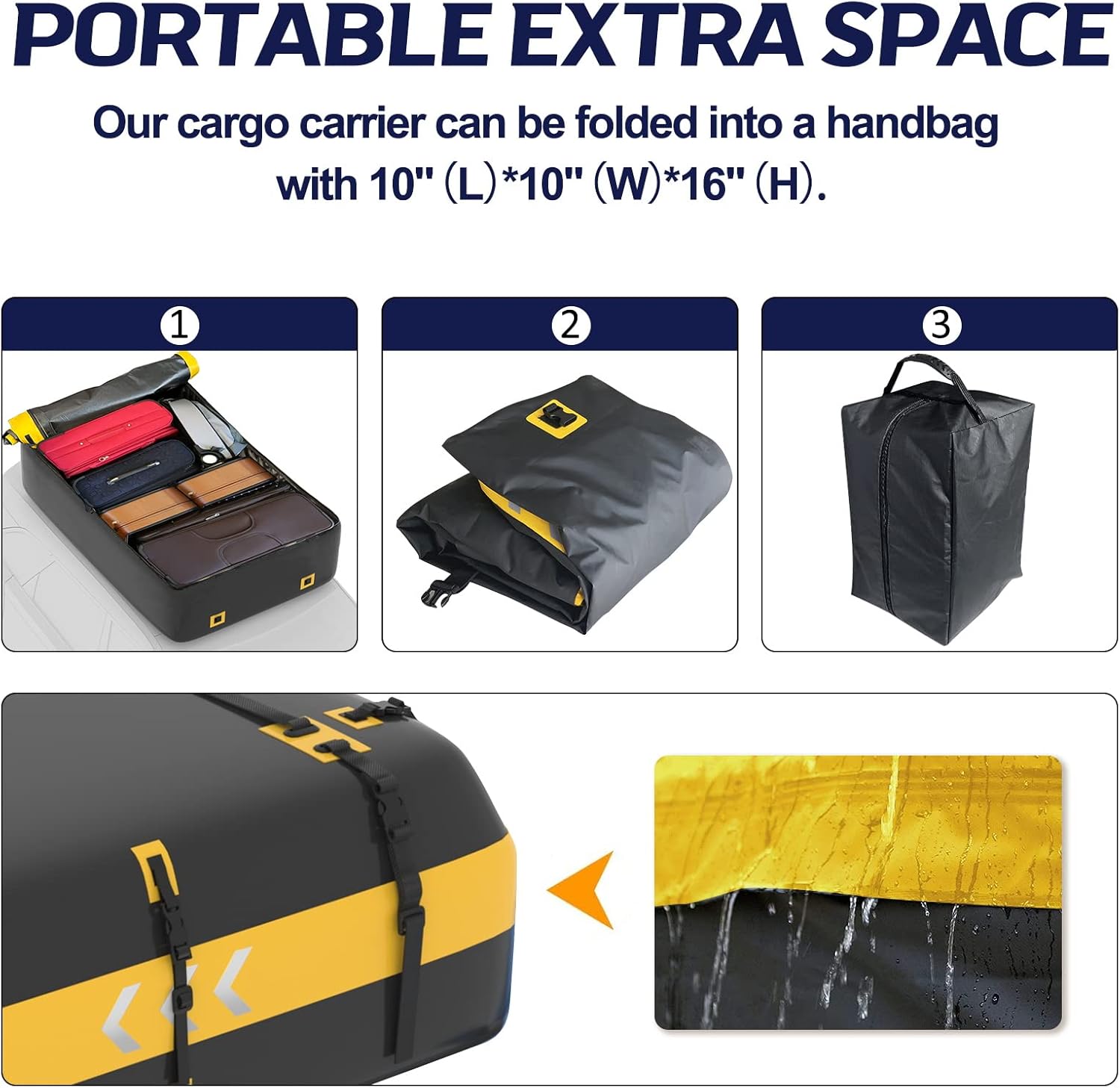Waterproof Car Roof Bag with 6 Hook Straps E155