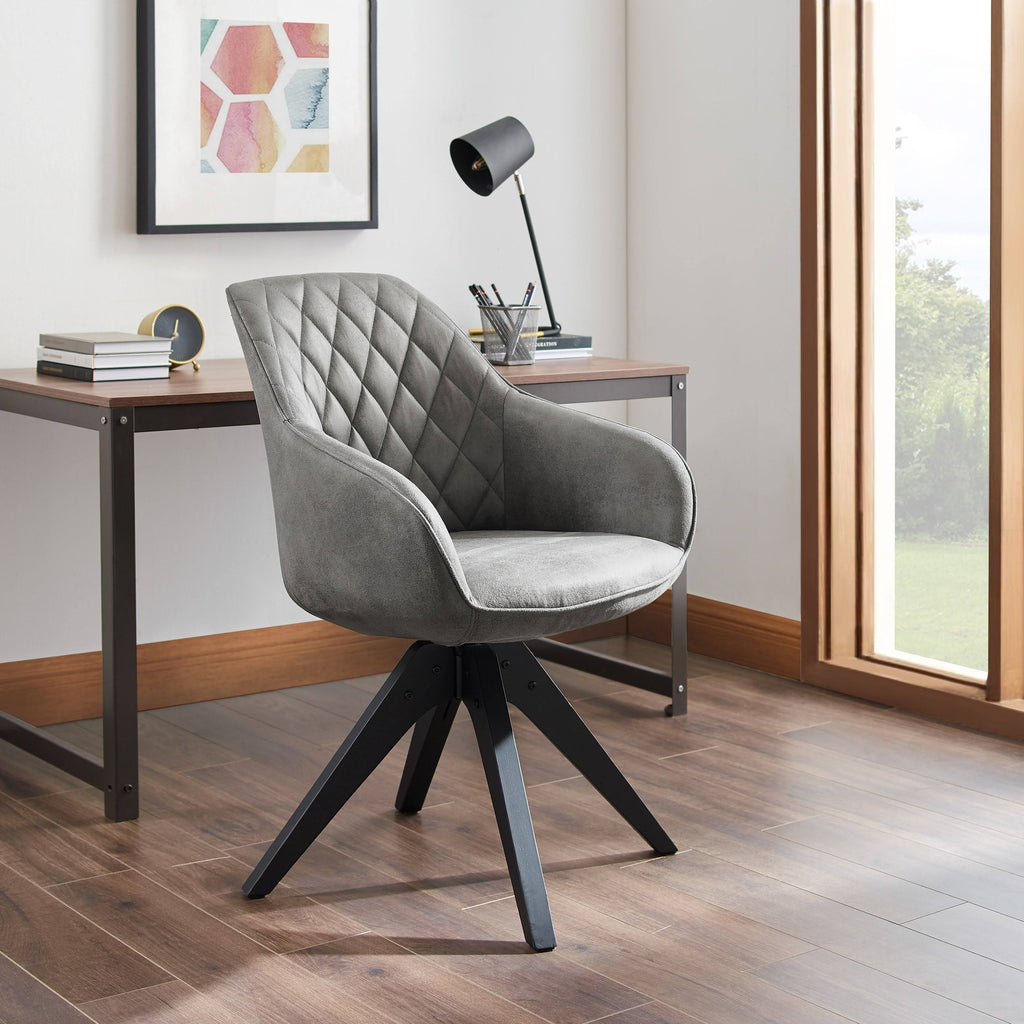 Camel Faux Leather Swivel Accent Arm Chair with Wood Legs M72393