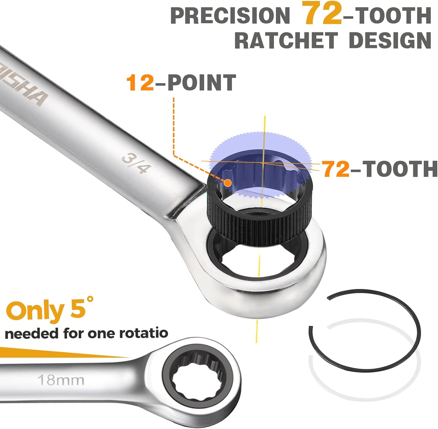 24-Piece Chrome Vanadium Steel Ratcheting Combination Wrench Set with Metric & SAE 72-Tooth X968