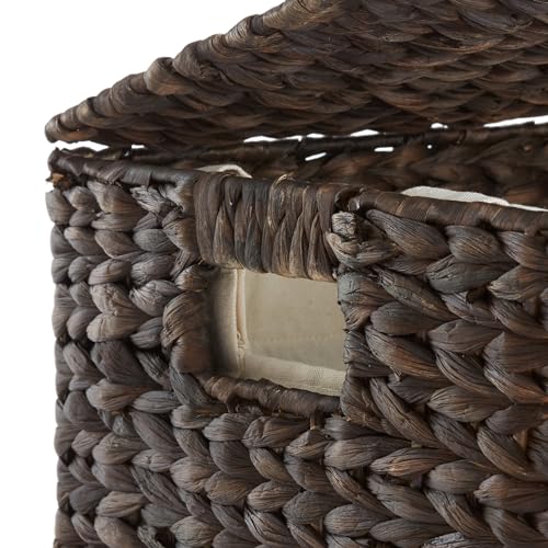 Natural Woven Water Hyacinth Laundry Hamper with Lid and Removable Liner Bag R147307