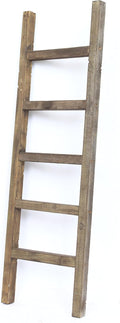 Rustic Farmhouse Decorative Ladder 4 ft Brown Recycled Wood E184261