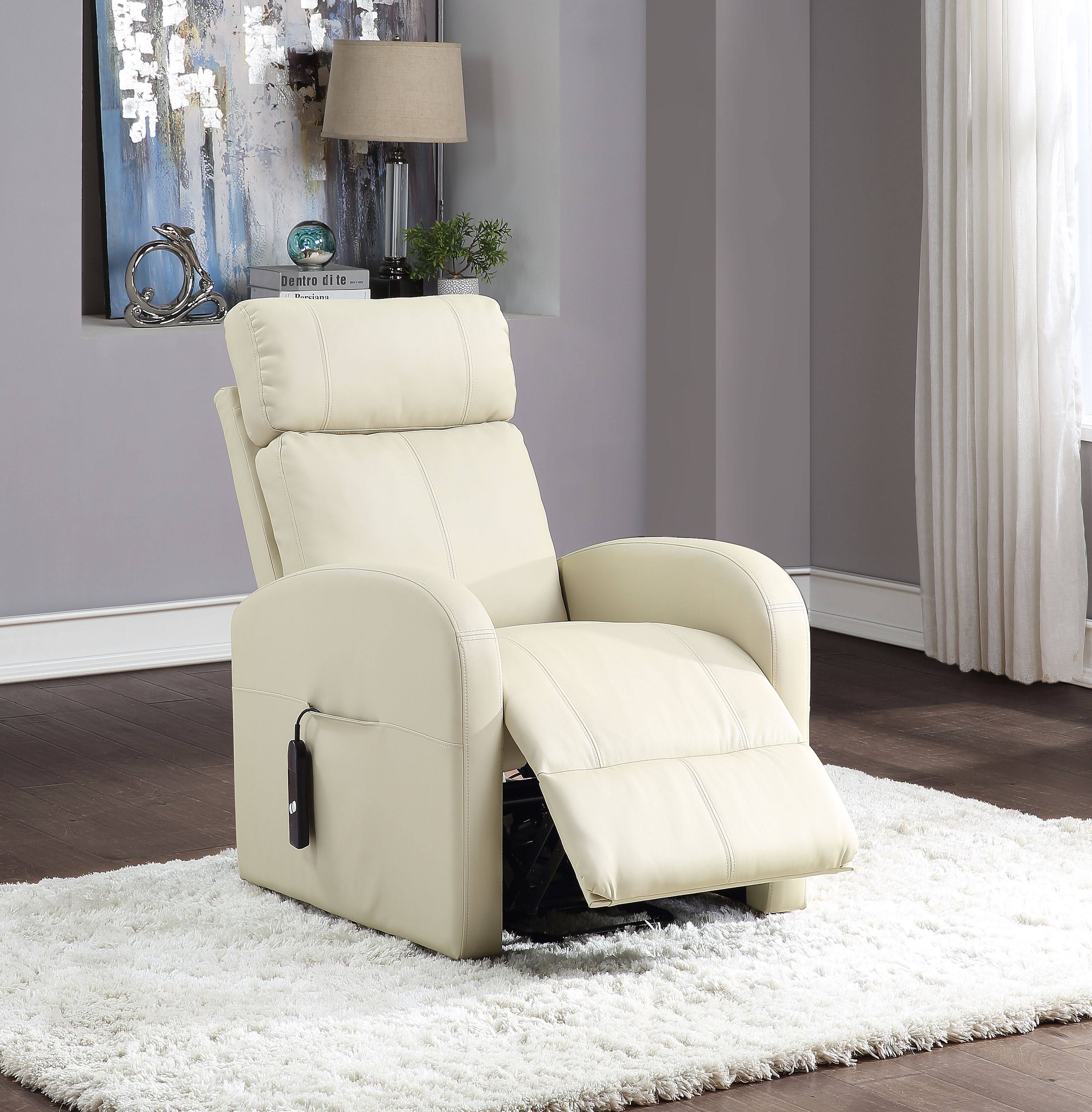 Beige PU Power Lift Recliner A32220