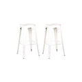 Square Wooden Counter Stool with Metal Legs Distressed White - Set of 2 G992624