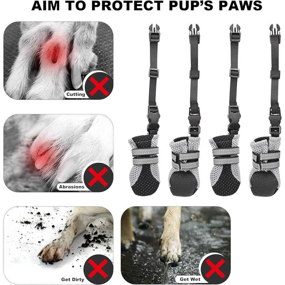 Dog Boots with Anti-Lost Design, Buckle Straps, Weatherproof J12895
