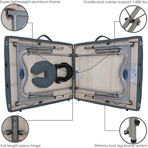 Portable Massage Table Ultra-Lightweight Aluminum Frame with Face Cradle & Carry Case (29lb) B262480