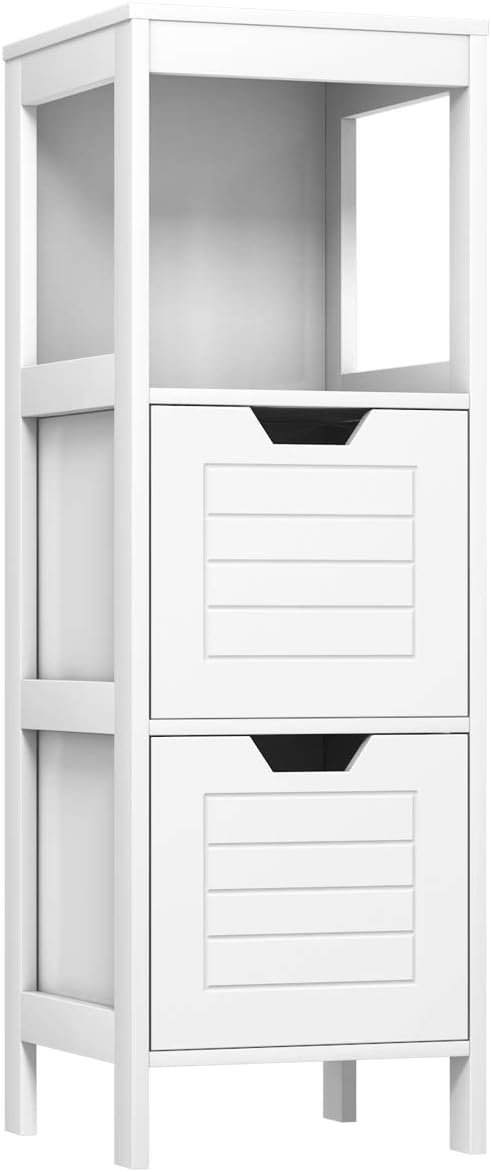 Grey Wooden Bathroom Floor Cabinet with 2 Adjustable Drawers V176