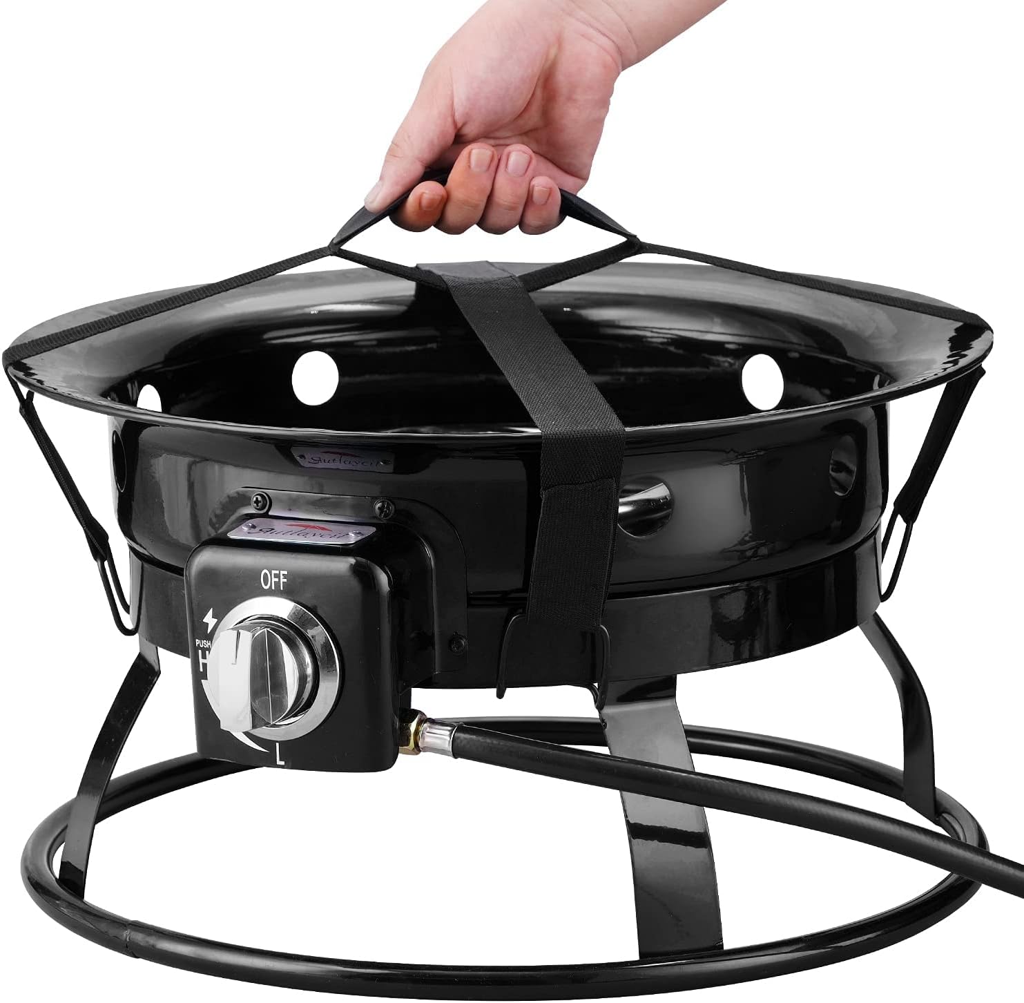 20.47-Inch Diameter Propane Gas Fire Pit with Carry Kit & Lava Rocks U523