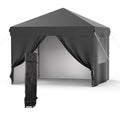 Grey 10x10 Pop Up Canopy with 4 Removable Sidewalls and Windows, 3 Adjustable Heights Commercial Shelter, Portable Enclosed Instant Tent with Wheeled Carry Bag, Waterproof Outdoor Gazebo M6414