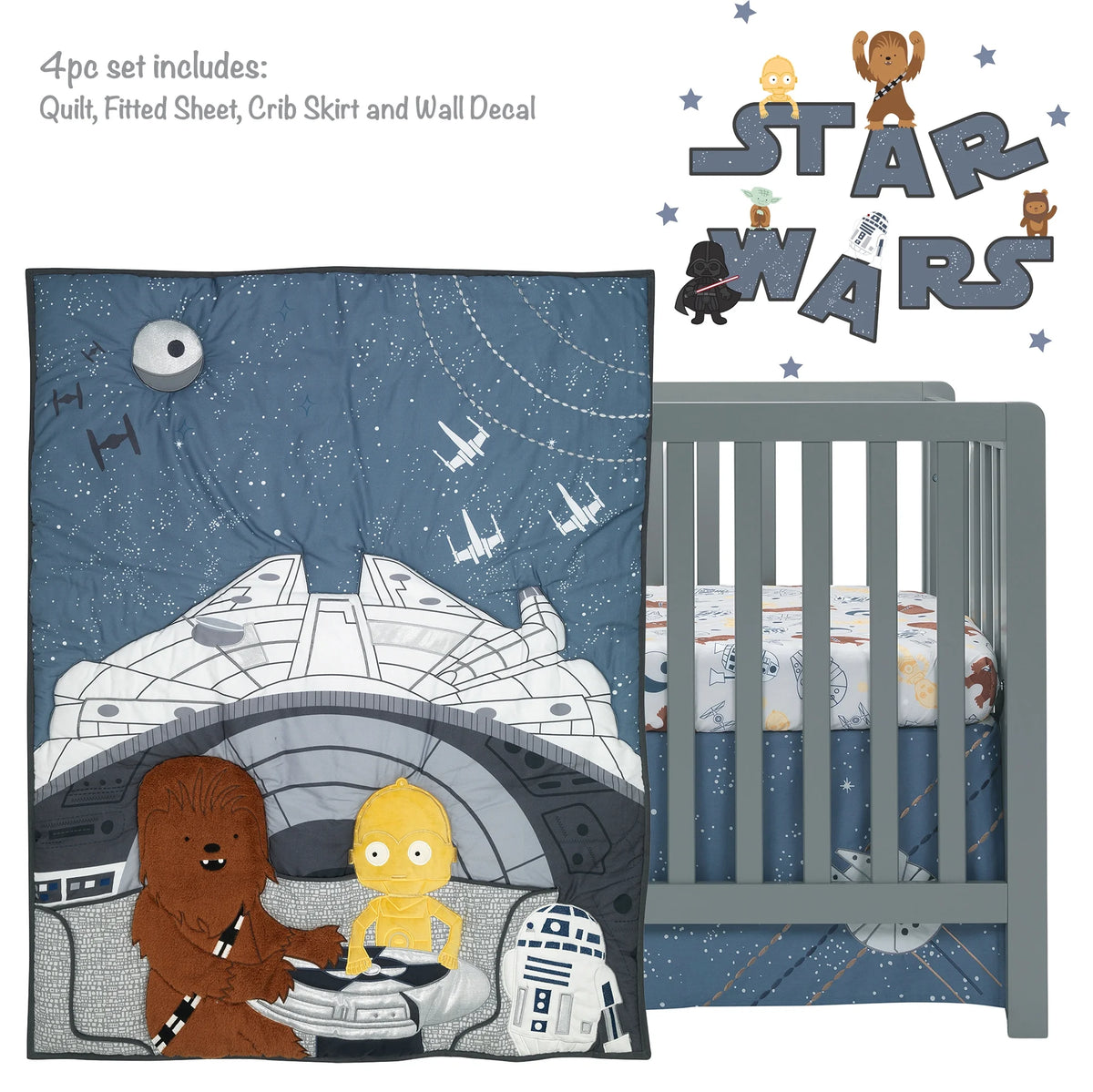Star Wars Millennium Falcon 4-Piece Baby Crib Bedding Set B136