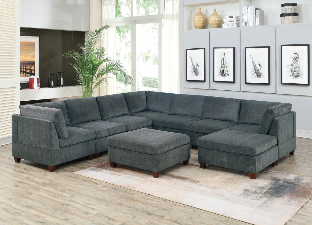 Grey Chenille Modular Sectional 9pc Set H785