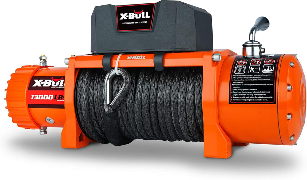 Orange 13000 lb 12V Electric Winch Kit with Wireless Remote and Hawse Fairlead I305258
