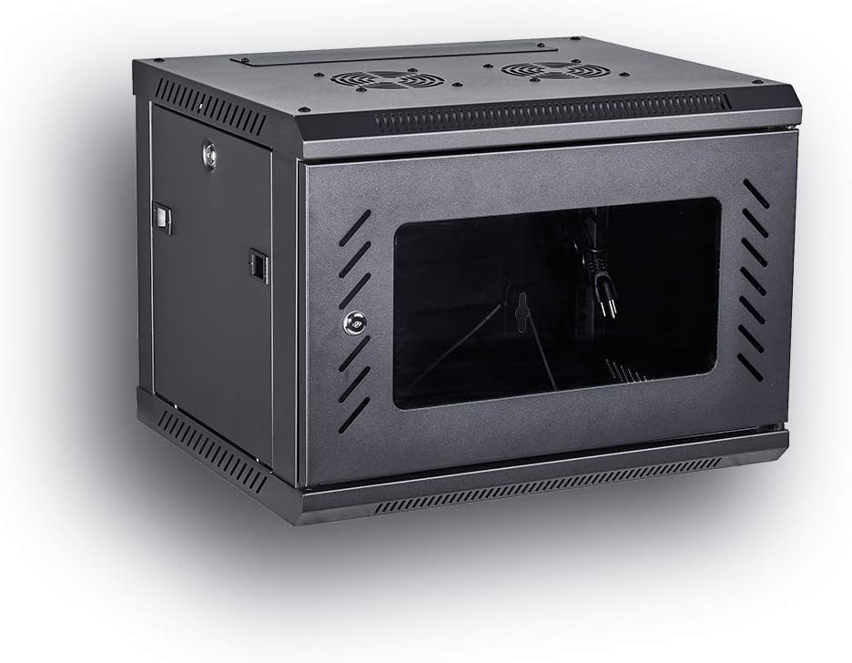 19-Inch Wall Mount Server Rack Cabinet with Locking Tempered Glass Door G589