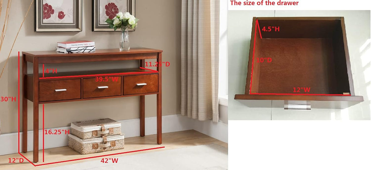 Walnut Wood Console Table P6289