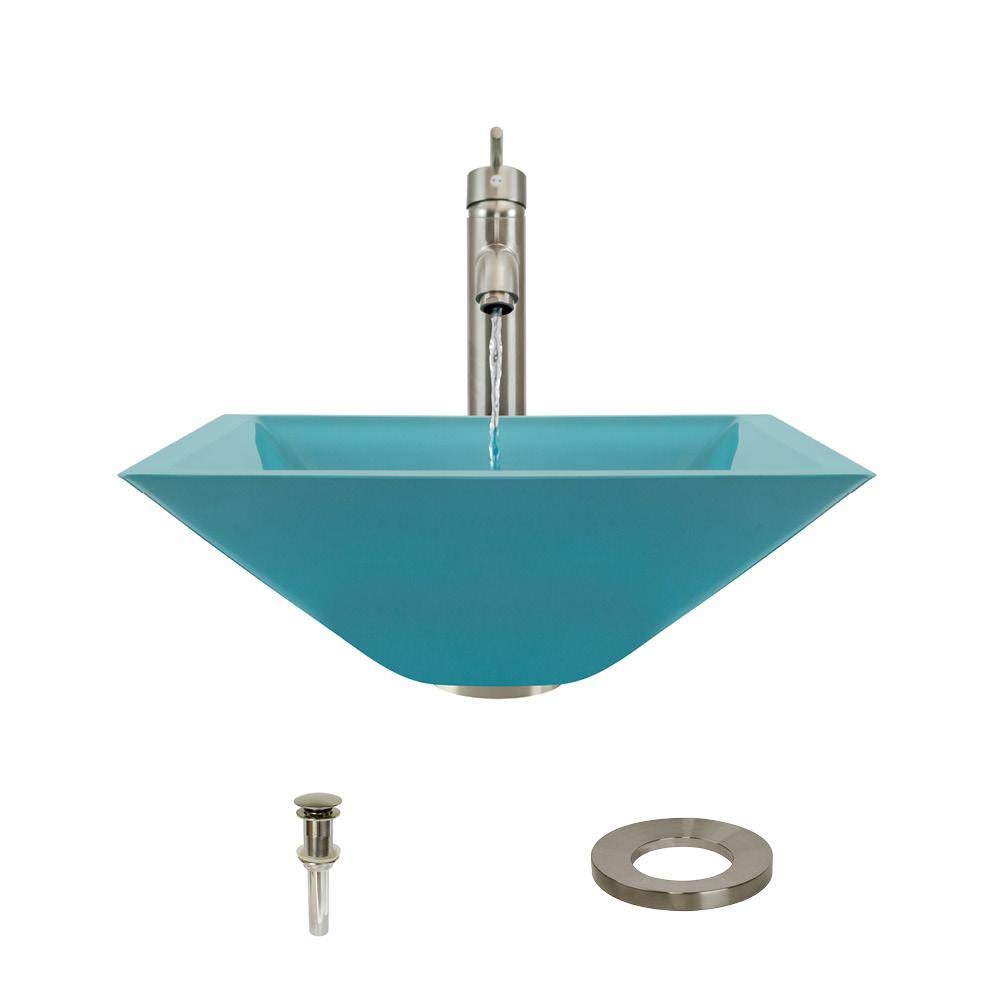 Turquoise/Brushed Nickel Vessel Sink K4814