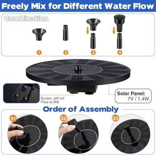 Solar Powered Bird Bath Fountain with 4 Water Spray Q52540