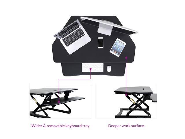 Black Adjustable Corner Standing Desk Riser R102