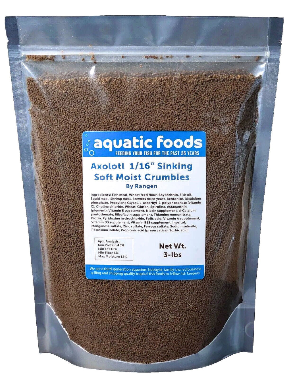 3-lb Soft Moist Sinking Crumbles Axolotl Food V3730