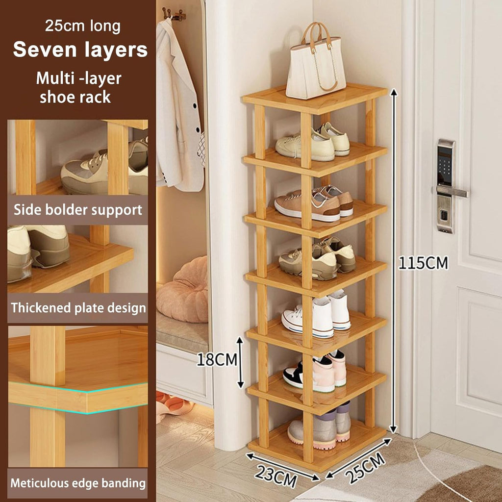Bamboo 7-Tier Shoe Rack Storage Organizer Shelf B258