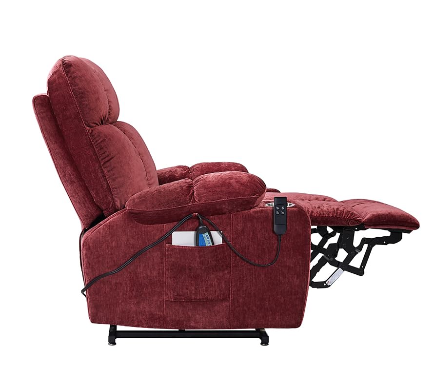 Red Power Lift Recliner Chair with Massage and Heat E2089