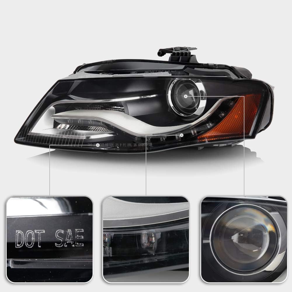 2009-2010 Audi A4 B8 LED DRL Projector Headlights Headlamps Assembly Pair Y324572